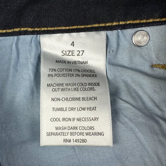 Slink Jeans Womens 4  Curvy Cotton Stretch Pockets Tapered Leg  Dark Wash - Picture 10 of 10